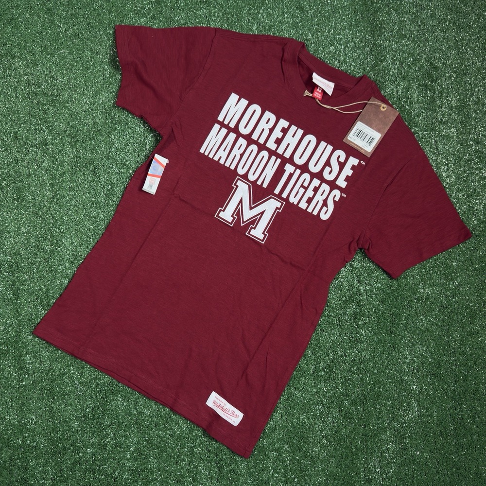 Mitchell & Ness Morehouse Maroon Tigers T-Shirt XS Maroon College Tee New‎